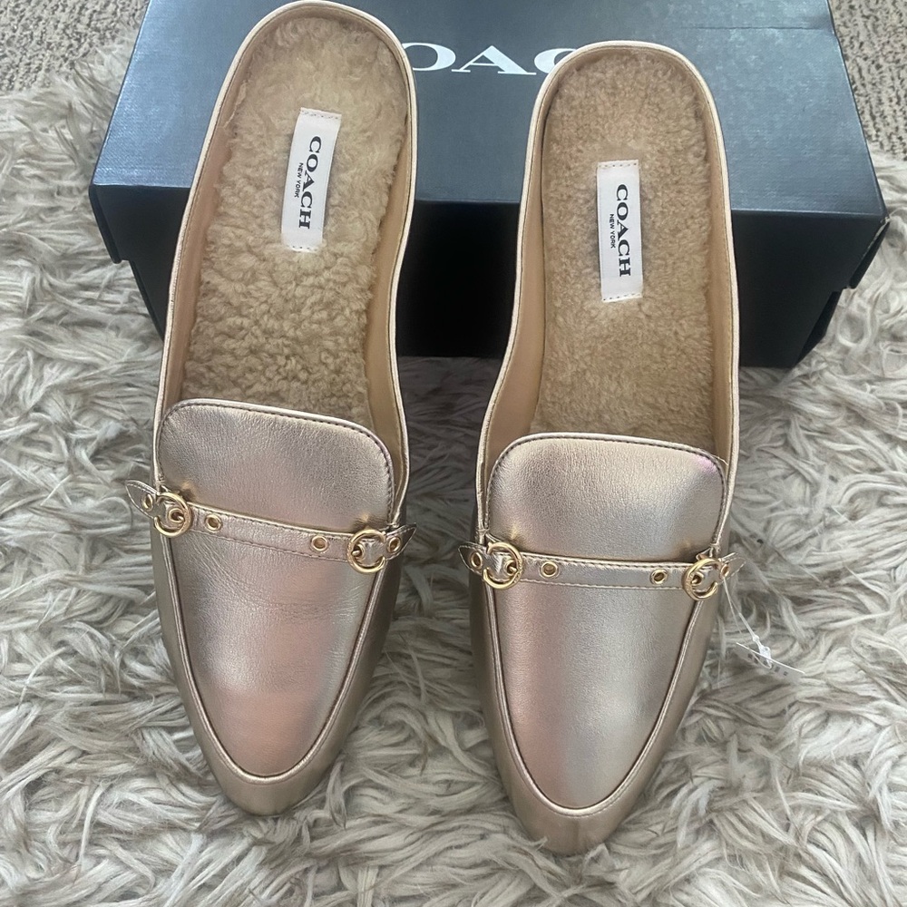 NWT Coach Metallic Shearling Loafers - Picture 4 of 10